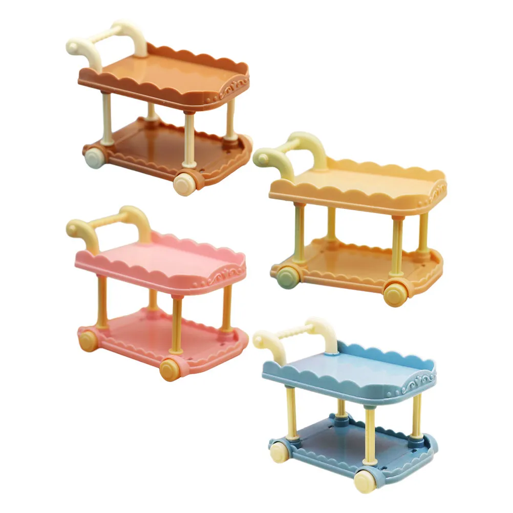 

4Pcs Mini House Dinning Cart Cute Miniature Furniture Accessories Mini Kitchen Decor Desktop Ornament Craft Miniature Dinning