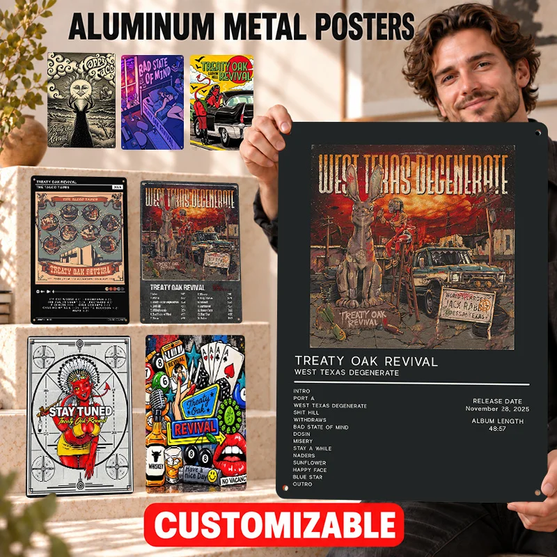 Treaty Oak Revival Aluminum Posters Acoustic Performance Design Man Cave Wall Art Personalized Metal Sign Memorable Decor Gift