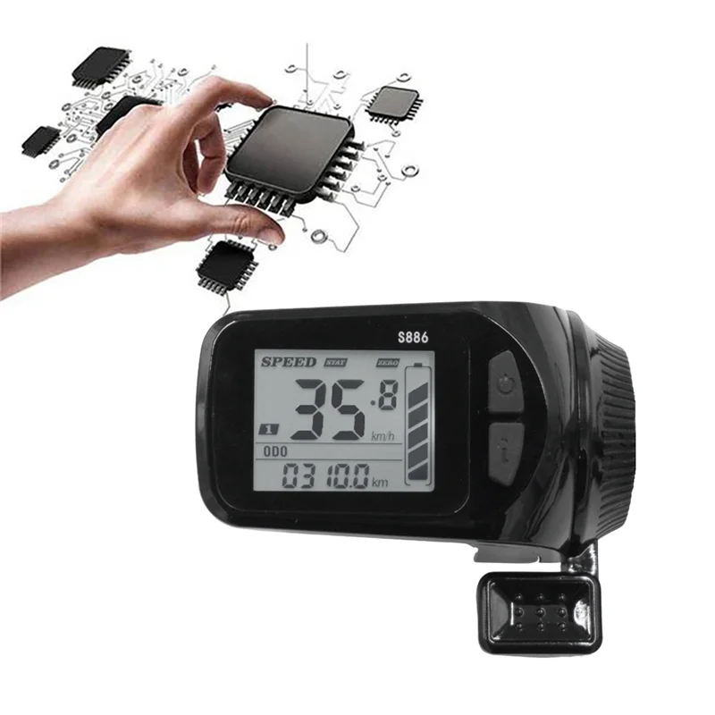 24 В/36 В/48 В/60 В S886 Ebike ЖК-дисплей Панель дроссельной заслонки для большого пальца 5PIN 6PIN для электрических велосипедов E-Scooter (5PIN) Rich