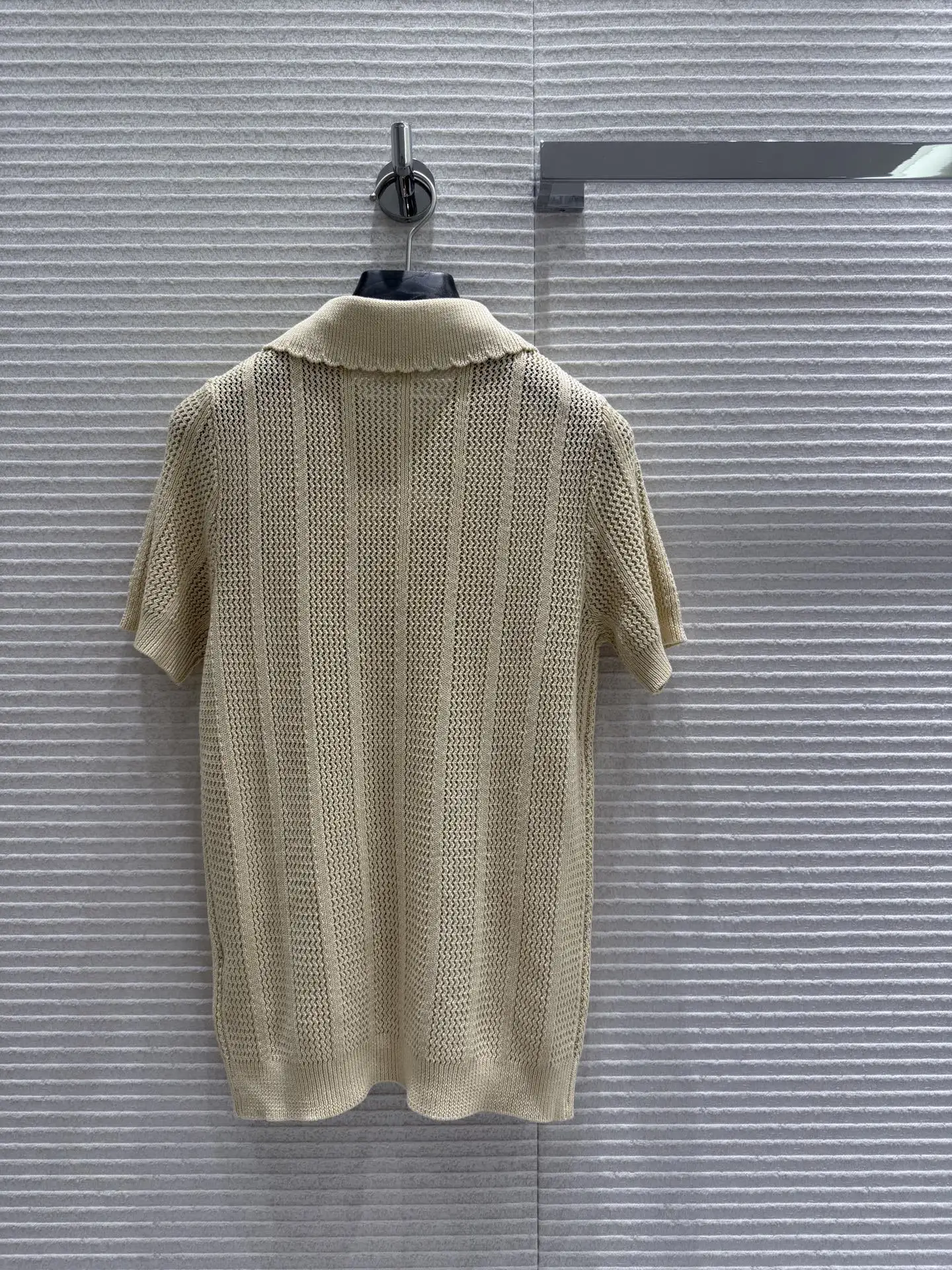 2026 Summer New Hollow-out Knitted Short-sleeved Shirt