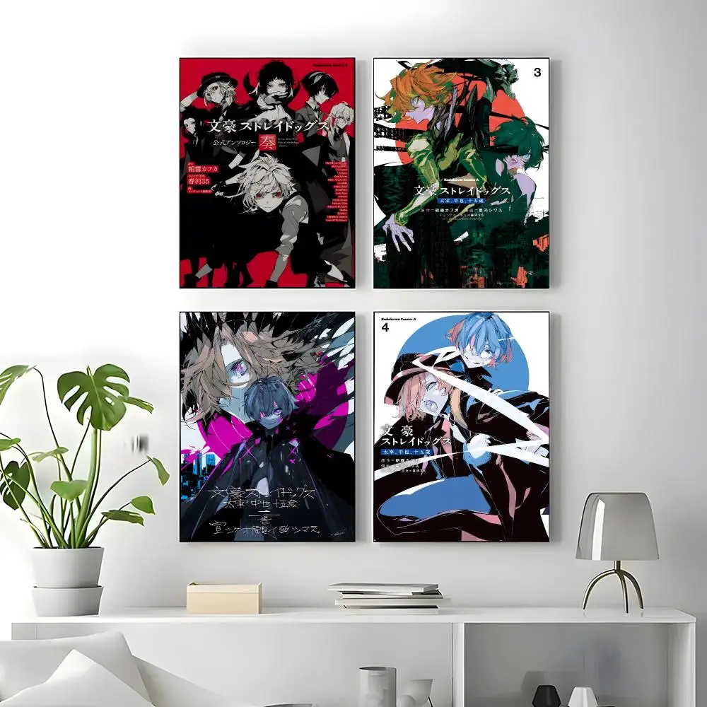 Bungo Stray Dogs  Poster Self-adhesive Art Waterproof Paper Sticker Coffee House Bar Room Wall Decor