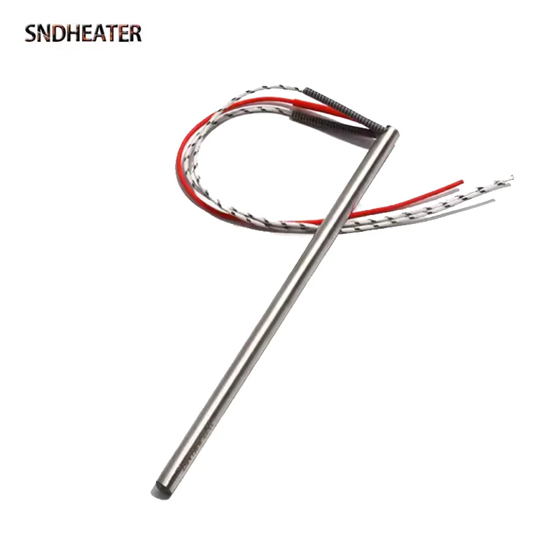 SNDHEATER 220V Cartridge Heater Rod 8x50/100/150/200/250mm SS304 Injection Heating Resistance Side Outlet Wire with Ground 2PCS
