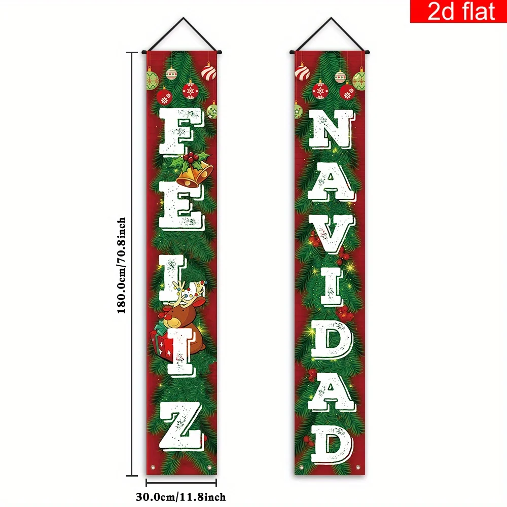 VIKAMA1 لعيد الميلاد الاسباني، لافتة تحيات سعيدة، أجراس عيد الميلاد، تصميم فناء الشرفة، قماش معلق لتزيين الحفلات #5