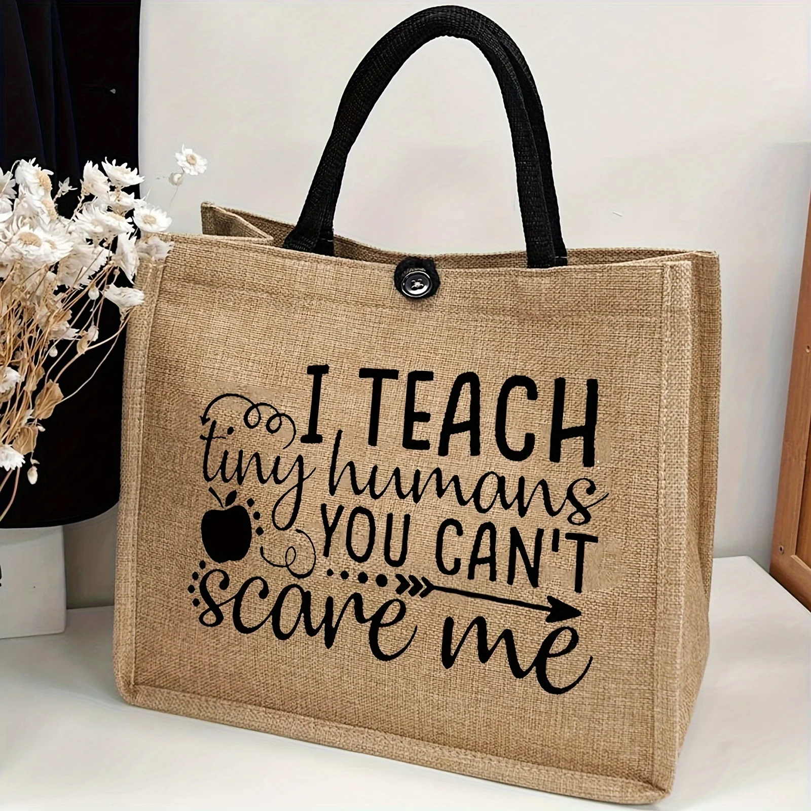 حقيبة يد نسائية أنيقة بطباعة حروف بسعة كبيرة قطعة واحدة - حقيبة يد نسائية أنيقة للمعلمين والسفر والشاطئ والتسوق