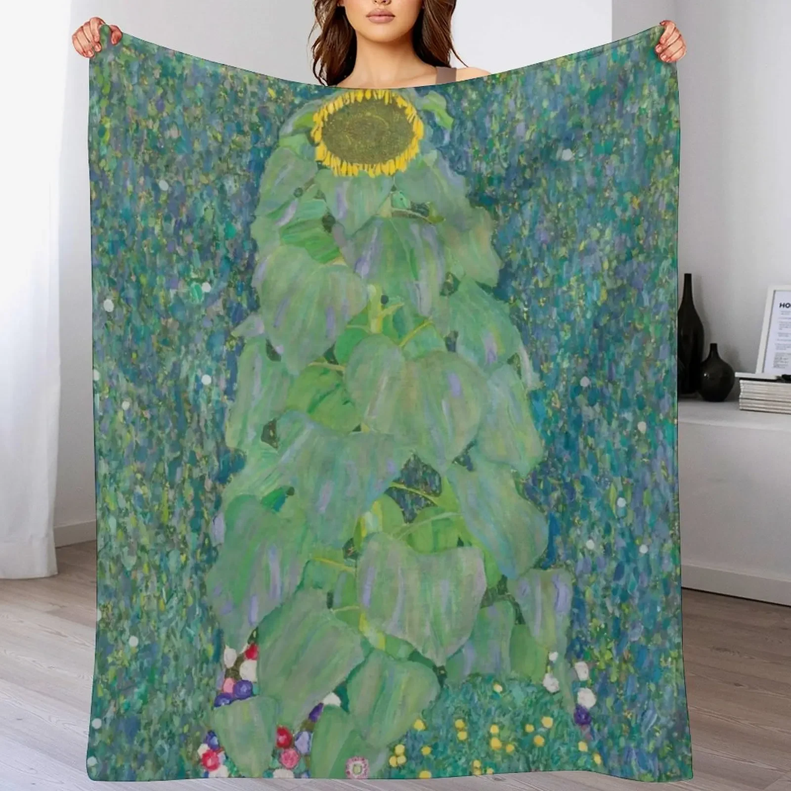 Gustav Klimt - Sunflower Throw Blanket Vintage heavy to sleep Soft Beds Personalized Gift Blankets