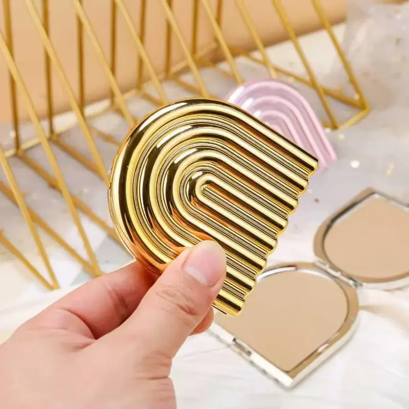 Doppelseitiger, zusammenklappbarer kleiner Make-up-Spiegel, tragbarer HD-Spiegel, Kosmetikspiegel, Handtasche, zusammengeklappter Kosmetik-Make-up-Spiegel