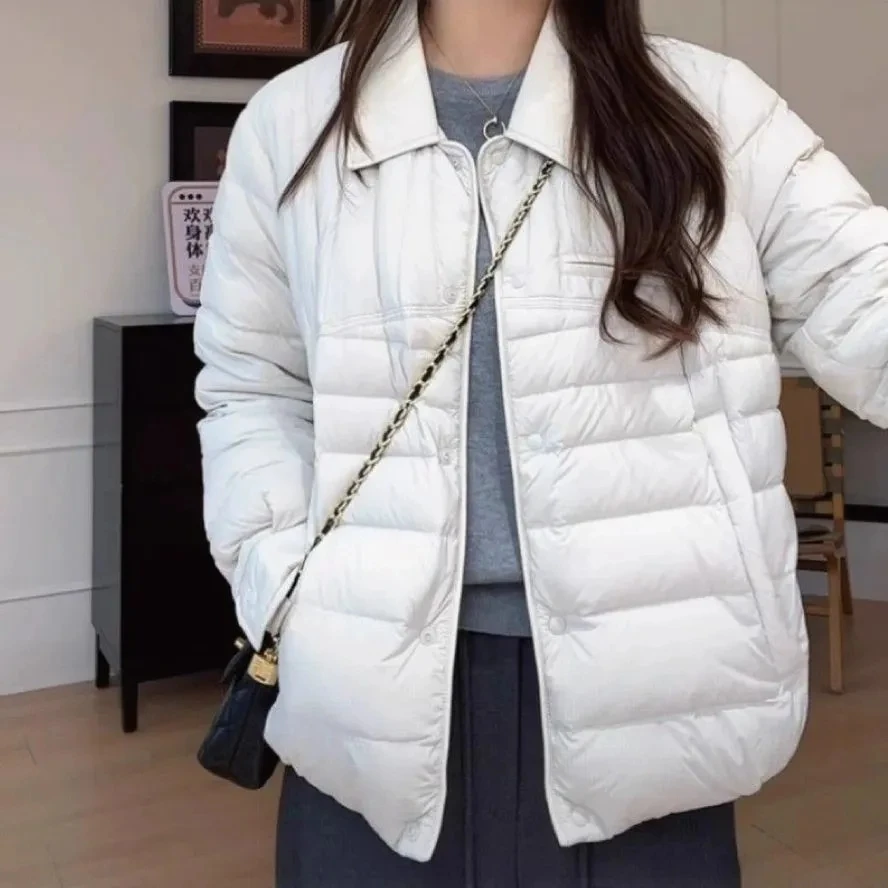 

Легкое короткое пуховое пальто, женские парки, зима 2026, новая модная теплая хлопковая стеганая куртка с лацканами, верхняя одежда, темпераментная верхняя одежда, женская