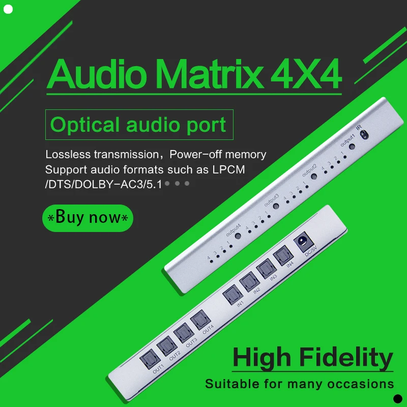 

digital spdif optical audio splitter adapter 4 Way 4X4 matrix Toslink Splitter SPDIF Optical Cable Splitter Hub 4 input 4 Output