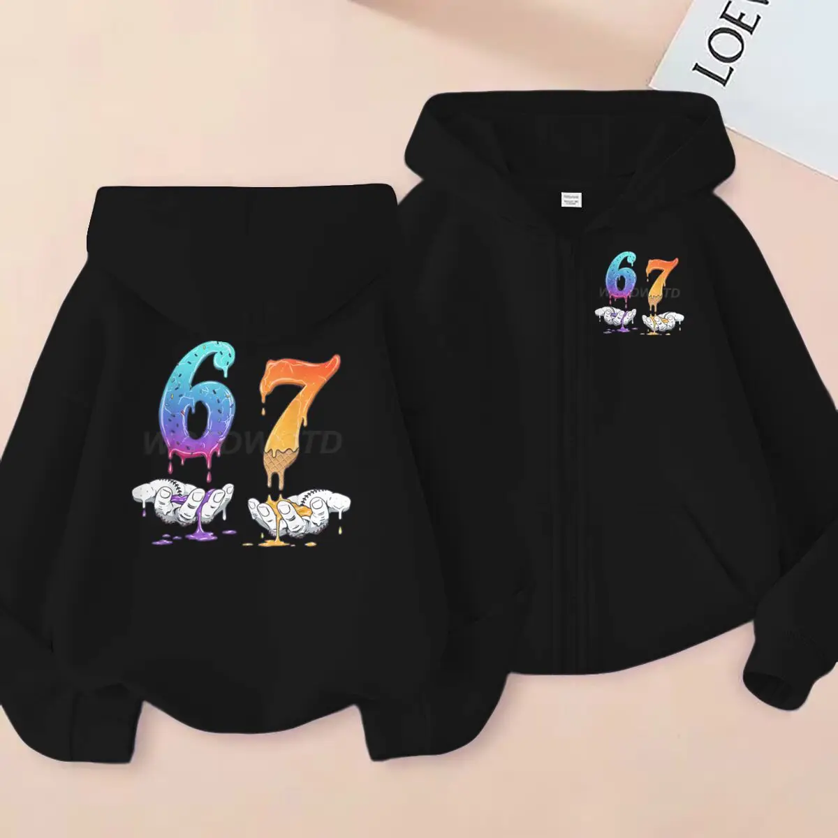 

67 Six Seven Funny Meme Drip Print Hoodie Zipper Girl Boy Sweatshirt Kid 3-12 Year Zipper Hoody Coat 6 7 Meme Sweatshirts