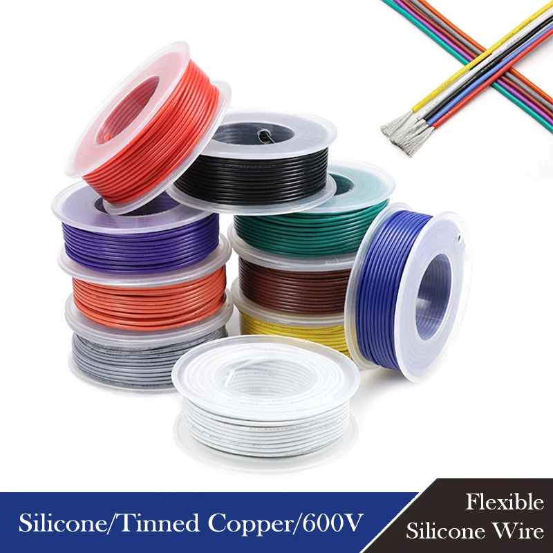 Heat resistant Silicone Wire In Roll 30/28/26/24/22/20/18/16AWG Silicone Rubber Insulated Tinned Copper Flexible Cable Coil