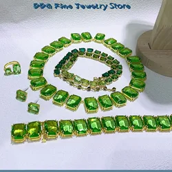 2024 New Trend Cut Crystal Necklace for Women Jewelry Set Original Luxury Gradient Crystal Bracelet Ring Earring Wedding Gift