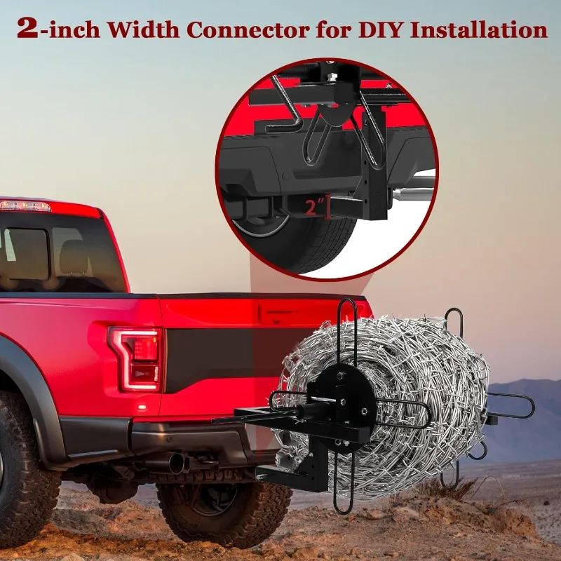 Iron Wire Unroller - Wire Unroller with Bolts, Receiver Hitch Compatible, Fencing Wire Spreader with 2" Receiver, for Trucks, Tr