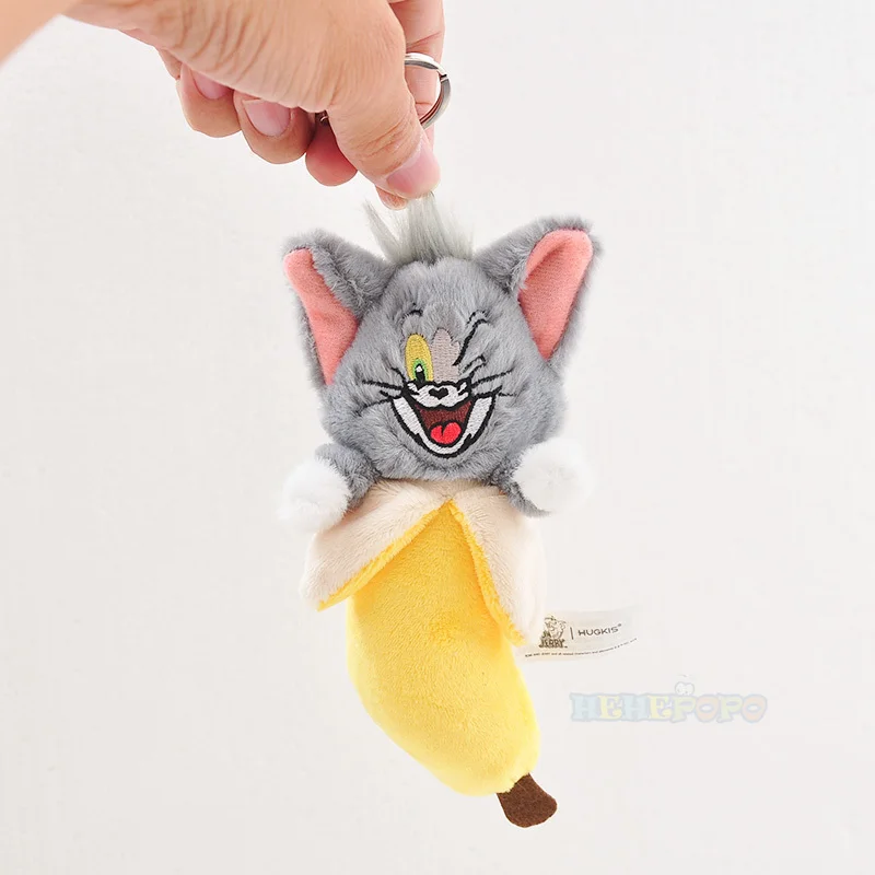 พวงกุญแจตุ๊กตากล้วยทอมแอนด์เจอร์รี่14ซม., พวงกุญแจน่ารักแปลกใหม่จี้ตุ๊กตาหนานุ่มตุ๊กตาแมวทอมตุ๊กตาคู่ของขวัญ