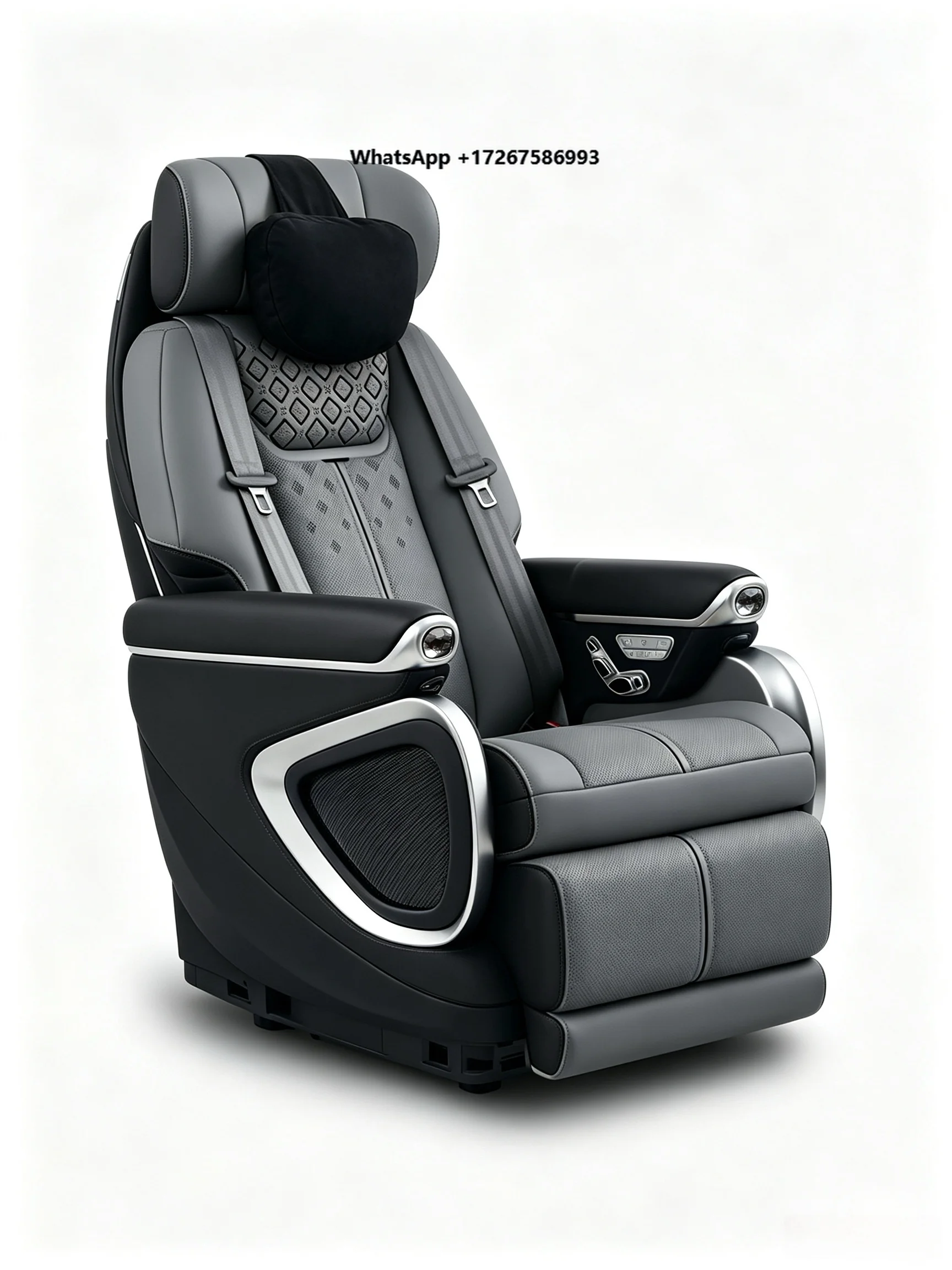 Dark Grey Nappa Leather Captain Seat With Electric Functions for MPV Van Modified Car Seats