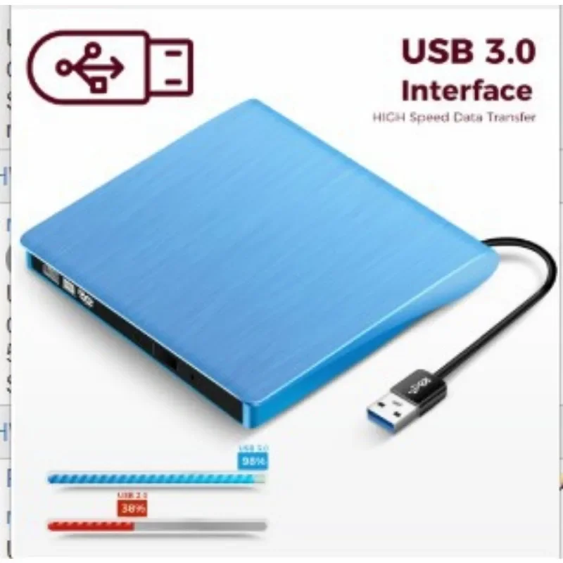 USB 3.0 Slim External Optical Drive DVD Combo DVD ROM Player DVD-RW Burner Writer Plug and Play For Macbook Laptop Desktop PC