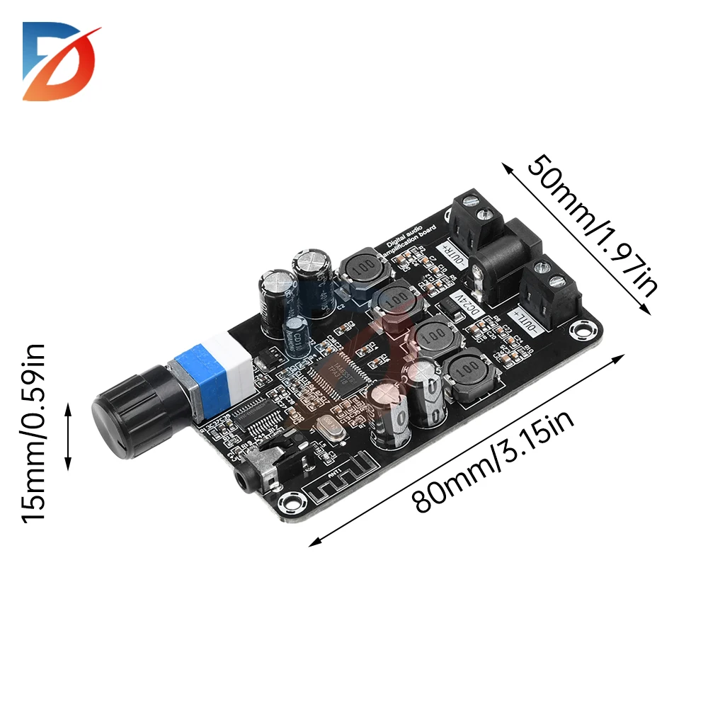 DC12V-24V Class D amplifier module 50W*2 HiFi stereo Bluetooth 5.0 audio amplifier with adjustable volume protection amplifier