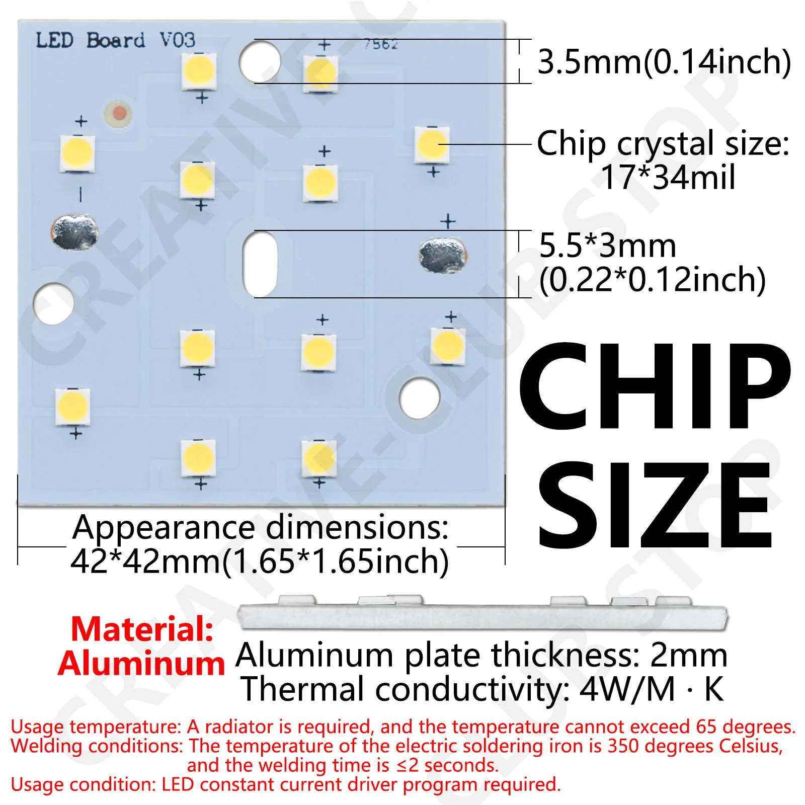 42*42mm SMD DC24V podświetlić lampę LED źródło światła 300mA uniwersalne koraliki do lampy 8W białe światło rozpraszające wysokiej temperatury