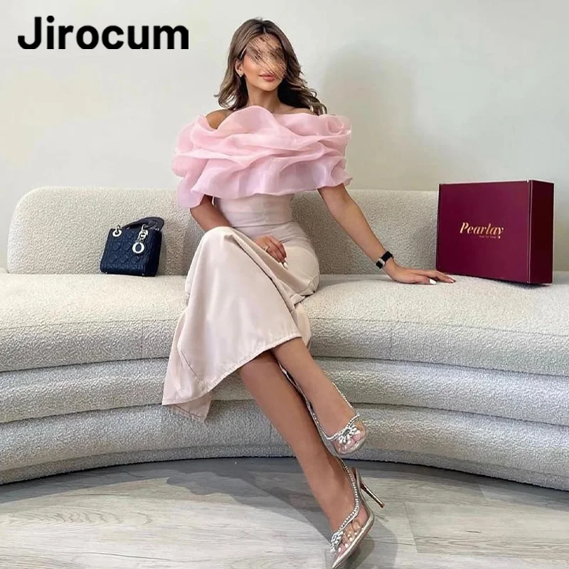 Jirocum Sexy Saudi Mermaid Prom Gown Women Off Shoulder Simple Party Evening Gowns customized Ankle Length Formal Occasion Dress