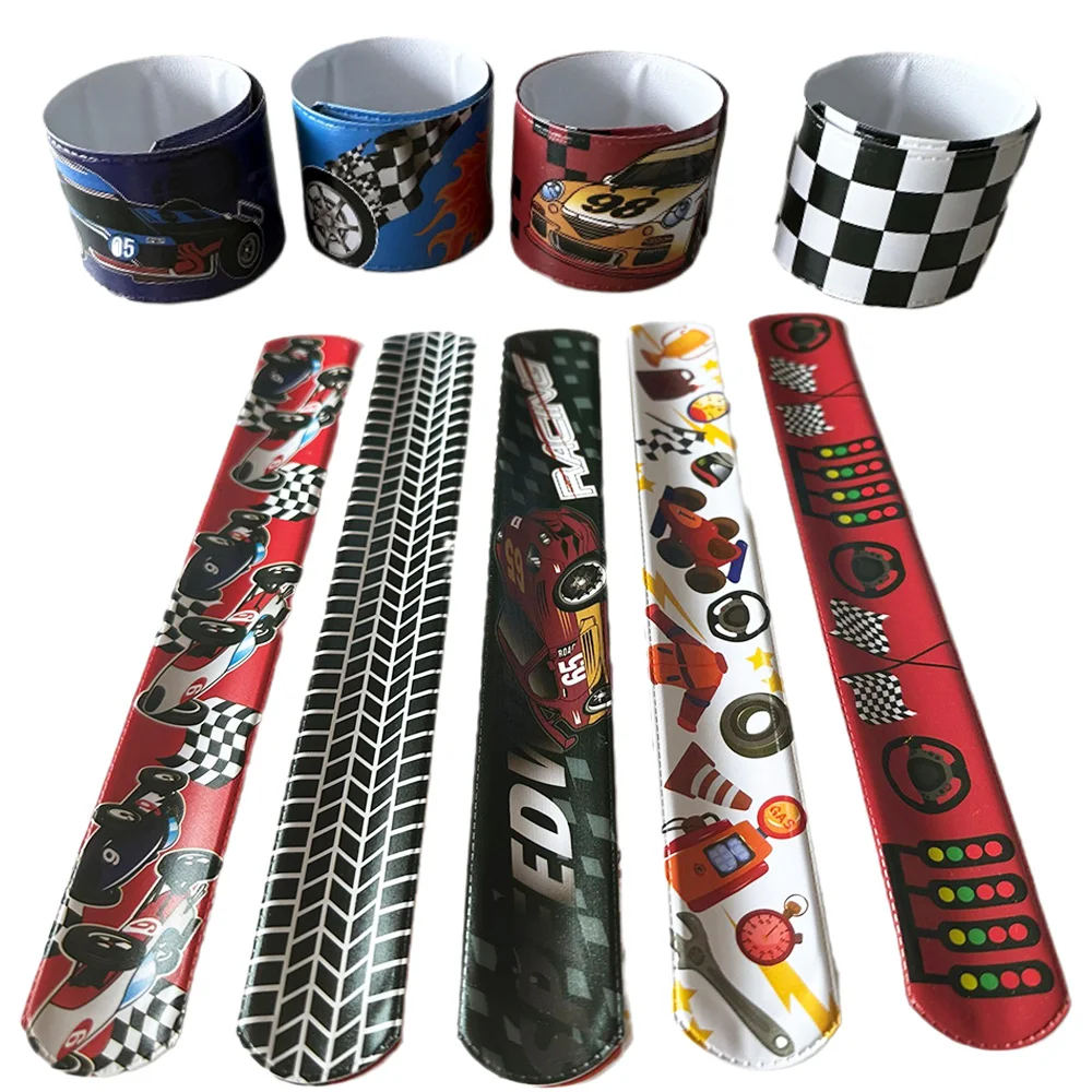 

12Pcs Race Car Party Rubber Wristband Slap Bracelets Kids Birthday Baby Shower Decor Supplies Classroom Prizes Gift