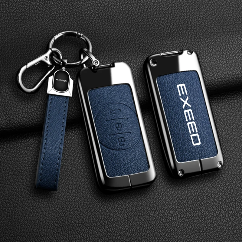 

Zinc Alloy Lrather Car Key Case For Chery EXEED VX RX CDM\LX TXL Suv 2023 Holder Shell Remote Protector Keychain Accessories