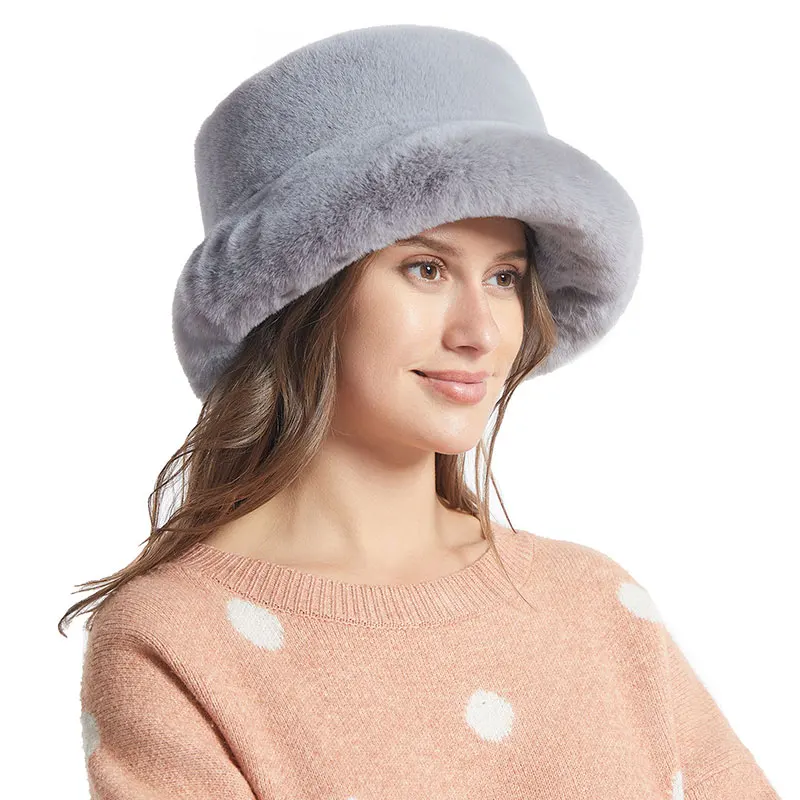 Cappello di pelliccia di coniglio finto Rex cappello di pelliccia invernale da donna caldo inverno addensato caldo cappello da pescatore all\'aperto