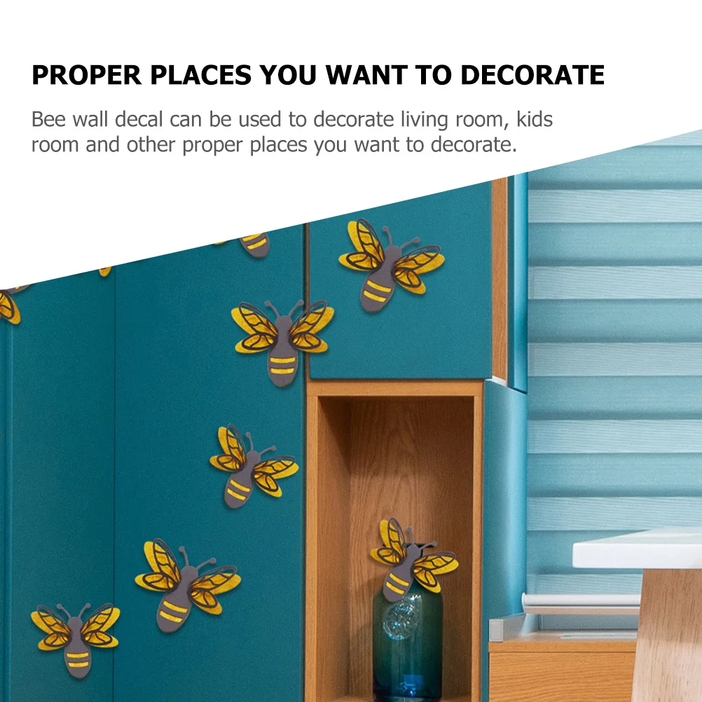 

12Pcs Realistic Bee Wall Decals 3D Stickers for Room Bedroom Kitchen Removable Party Decor Bee Wall Stickers Decals