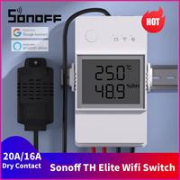 Sonoff TH Elite 16A/20A Wifi Temperature And Humidity Smart Switch Dry Contact Time Monitoring Via EWeLink Alexa Google home