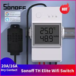 Sonoff TH Elite 16A/20A Wifi temperatura e umidità Smart Switch monitoraggio del tempo di contatto a secco tramite EWeLink Alexa Google home