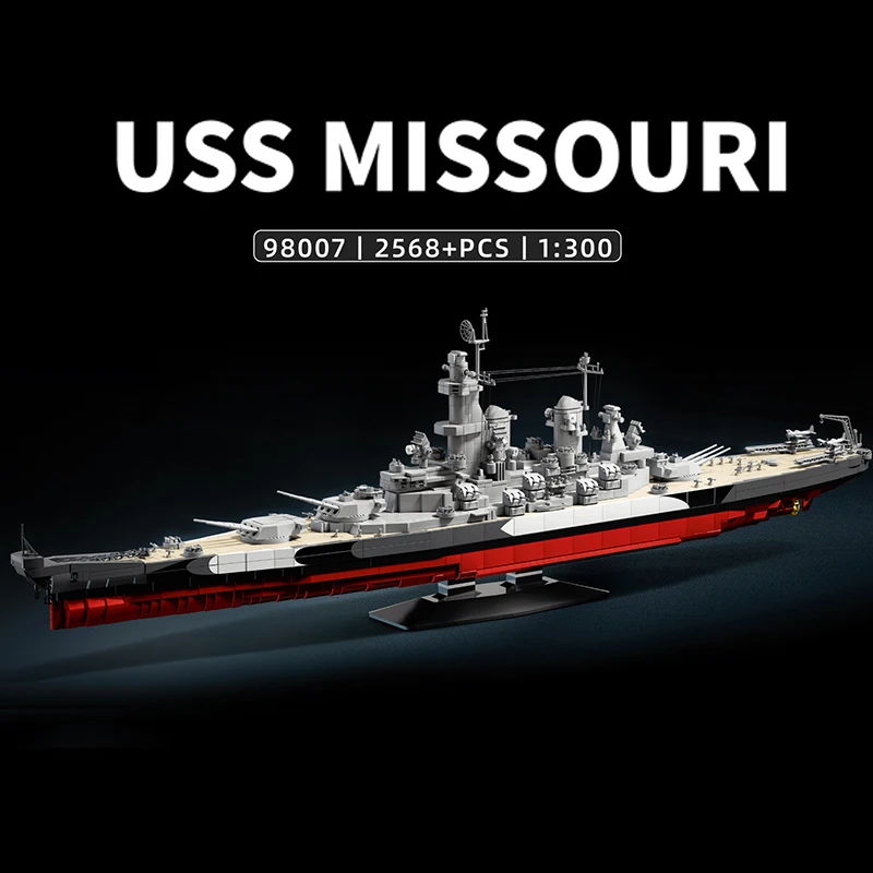 2568PS 1:300 مقياس يو اس اس اس ميسوري سفينة حربية ألعاب مكعبات البناء ديكور المنزل سطح المكتب الحلي سفينة الطوب نموذج التجمع اللعب #1
