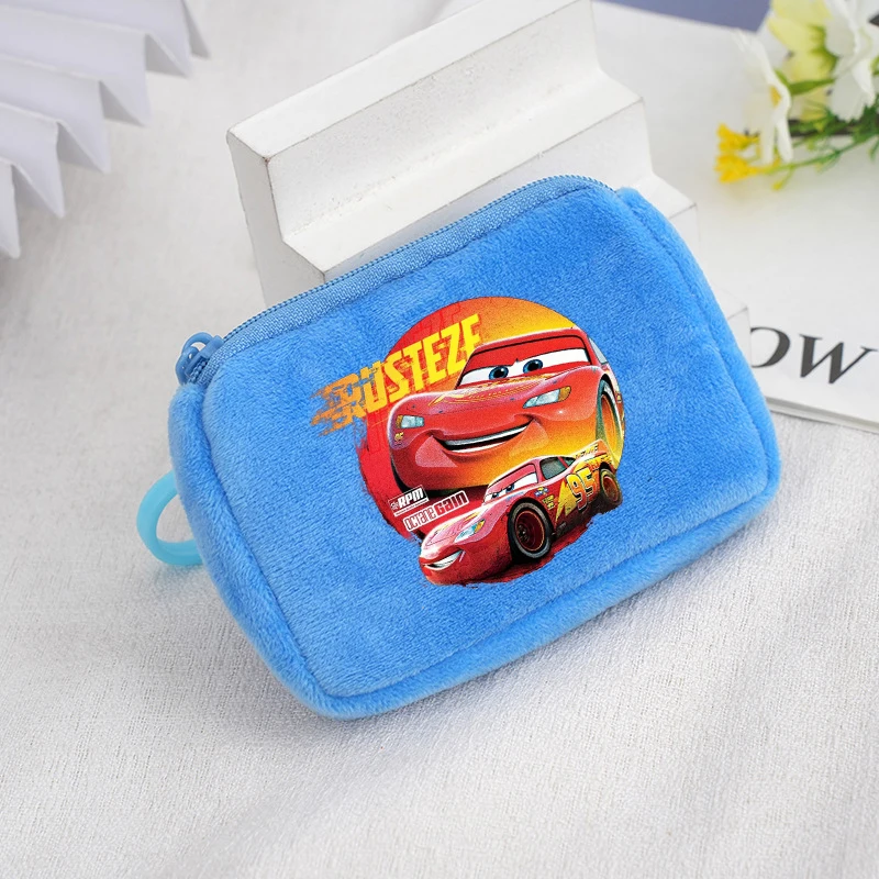 Cars Square Plush Coin Purse Lightning Mcqueen Printed Wallet Boys Girls Portable Mini Storage Bag Backpack Pendant Decoration