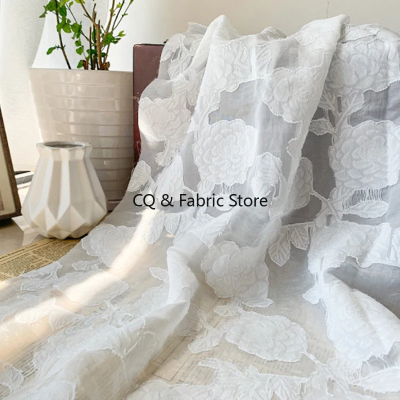 

New Organza Embossed Jacquard Yarn Cut Flower Yarn Fabric DIY Tutu Skirt Dress Shirt Fabric by the meter