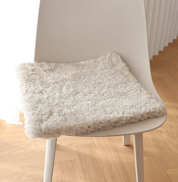 1pcs Multi-size Pure Wool Seat Pad Hairy Floor Carpet Rugs Square Chair Cushion Seat Pad Covering Soft Non-slip Mat 8colors