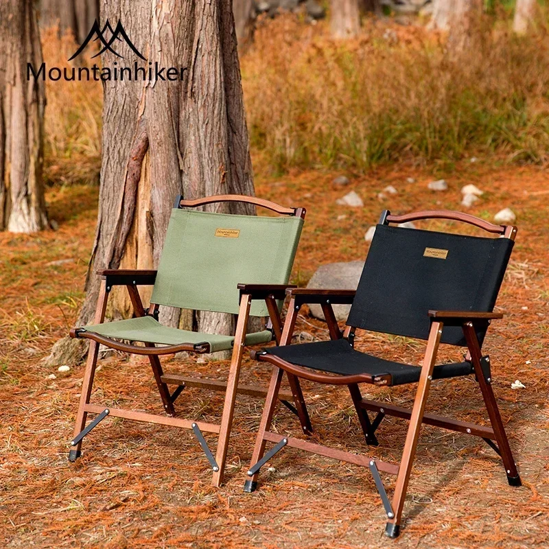 Mountainhiker-taburete de silla de madera maciza de haya Kermit Kurohara reforzado para acampar al aire libre