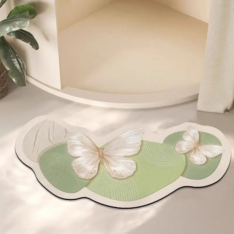 Butterfly non-slip foot mat toilet kitchen bedroom absorbent floor mat