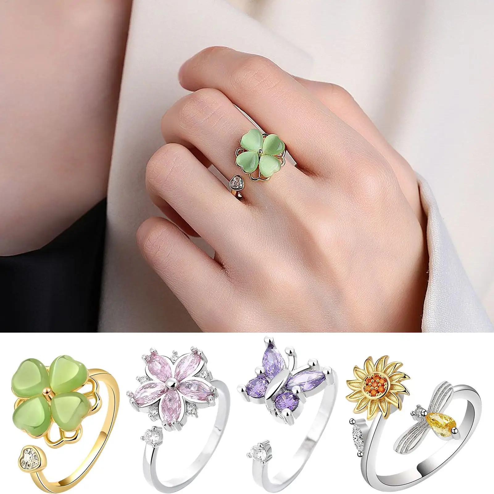 Anneau Spinner réglable, jouets Fidget, anneau de doigt apaisant, jouets anti-Stress pour hommes et femmes, exercice de bureau en classe, avion