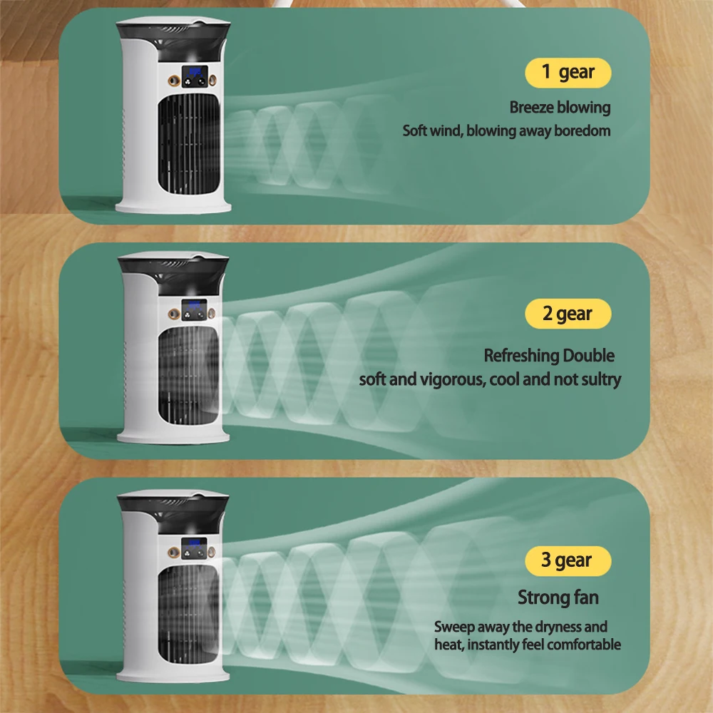 Desktop-Mini-Klimaanlage, tragbarer USB-Luftkühler, Ventilator für Zuhause, Zimmer, Camping, Luftbefeuchter, Kühlventilatoren, 7-Farben-Nachtlampe, Yukstitute