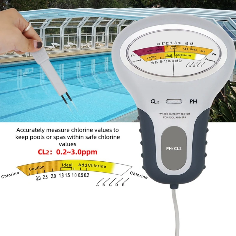 1 PCS ABS 2 In 1 PH Chlorine Meter Chlorine Tester CL2 Measuring For Pool Aquarium