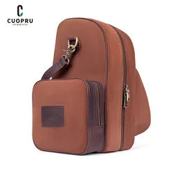 CUOPRU Premium Handmade Argentina Yerba Mate Carrier Tote Bag - 3 Pockets Maillard Style Leather Portable Bag for Travel