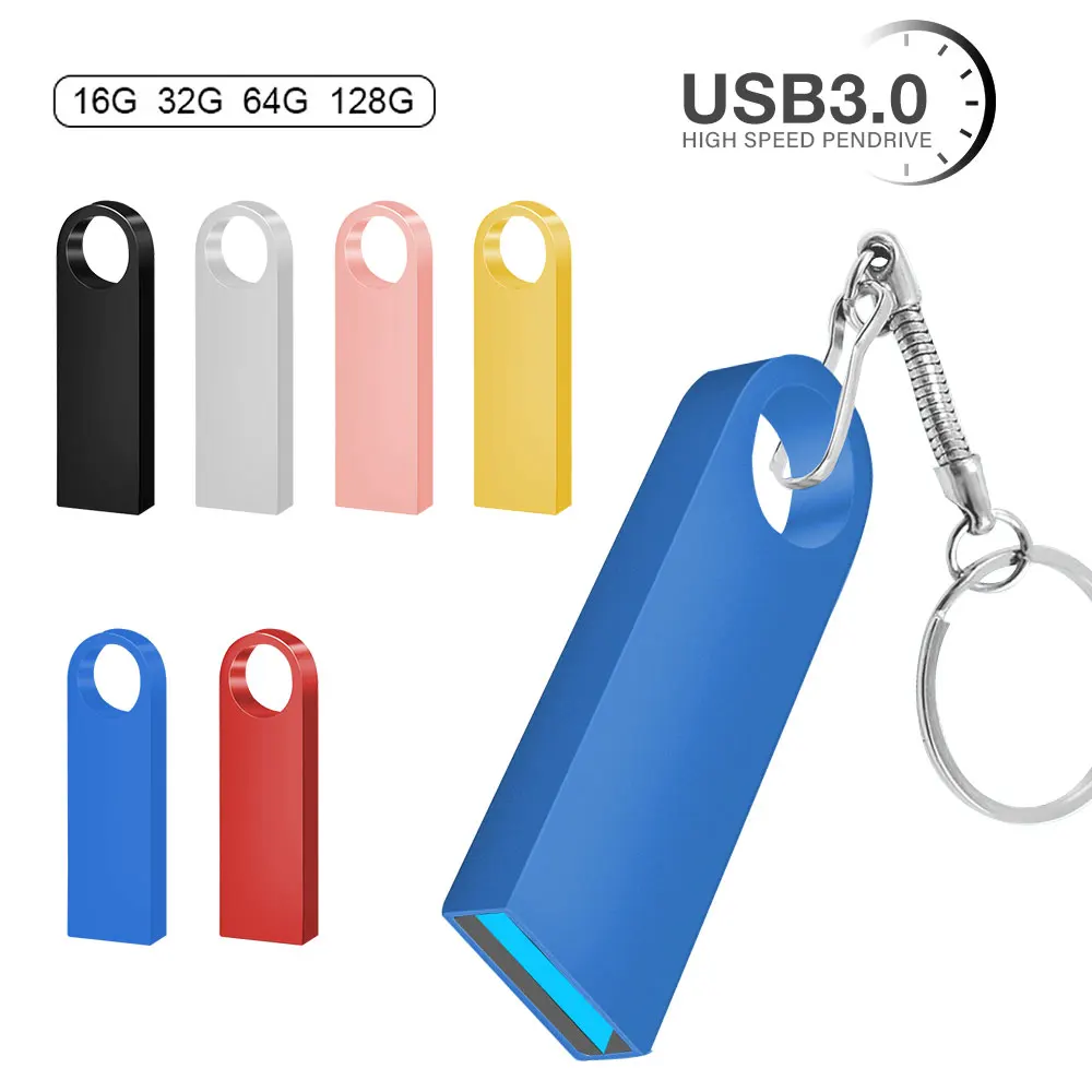 New Creative With Key Chain  Memoria USB 3.0 Flash Drive 128GB 64GB 32GB 16GB 8GB Pendrive Fashion eight Colors U Stick Gift
