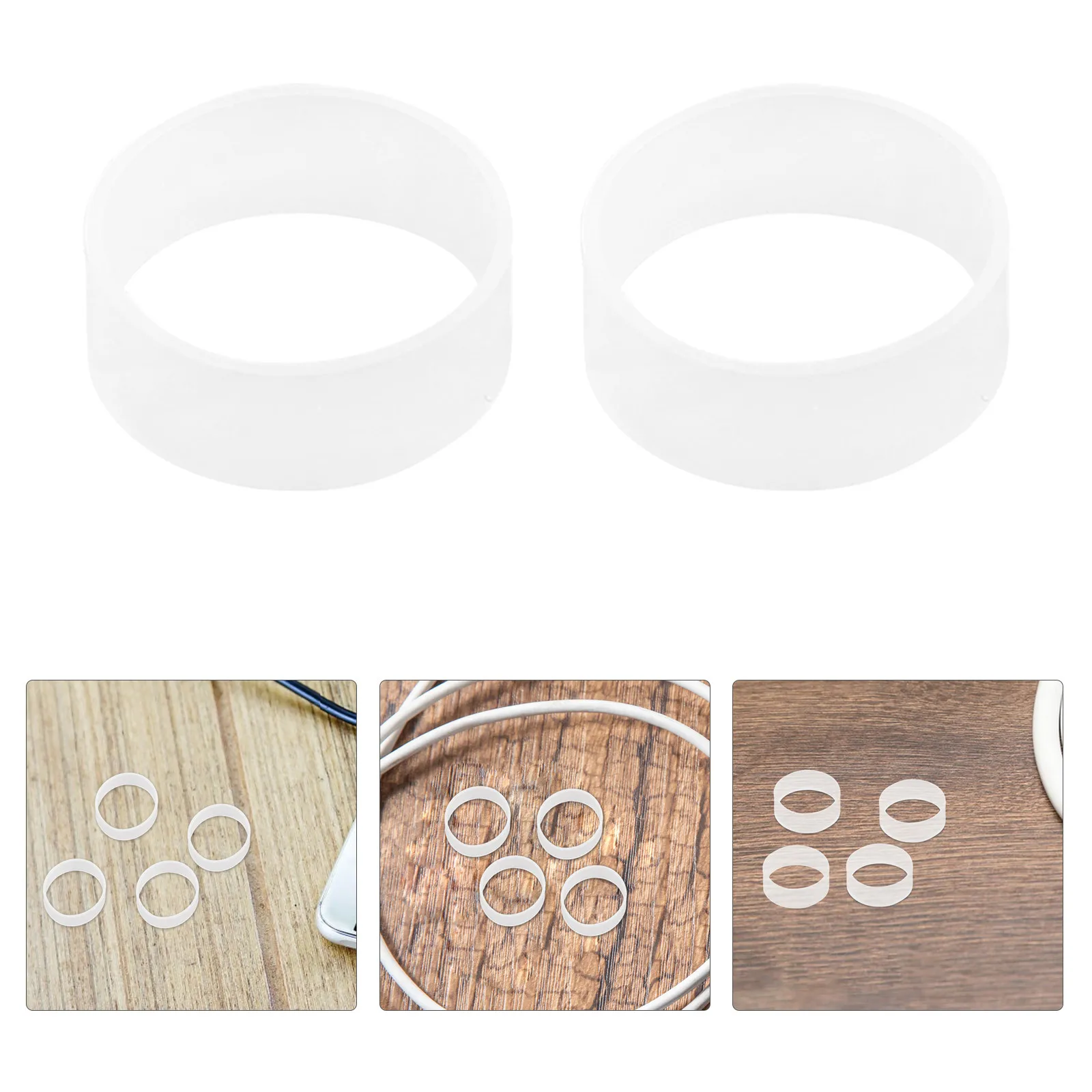 

500Pcs Reusable Silicone Cable Ties Flat Rubber Bands Elasticity Coil for Wire Management Home Office Transparent