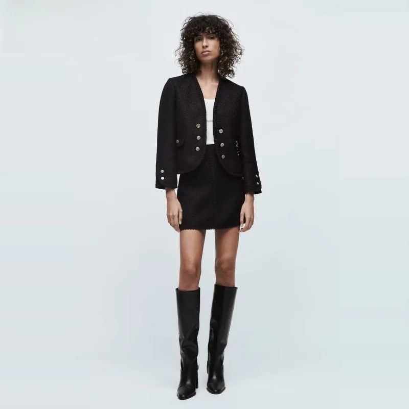 

Spring New Arrival Women's Texture Coat with Button Decoration Length f Skirt Commute Sle Loose Fit Long Sve