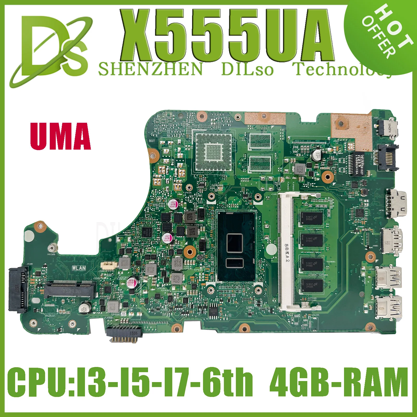 KEFU-placa base para ordenador portátil, placa base para ASUS X555UF, F555U, X555UB, X555UQ, X555UA, I3, I5, I7, 6th Gen, 4GB, GT940M/GT920M-V2G, UMA