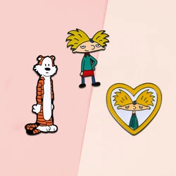 Cartoon Anime Pins Tiger Arnold Cool Boy Enamel Brooches Funny TV Show Pin Badge Clothes Lapel Jewelry Gift For Children Friends
