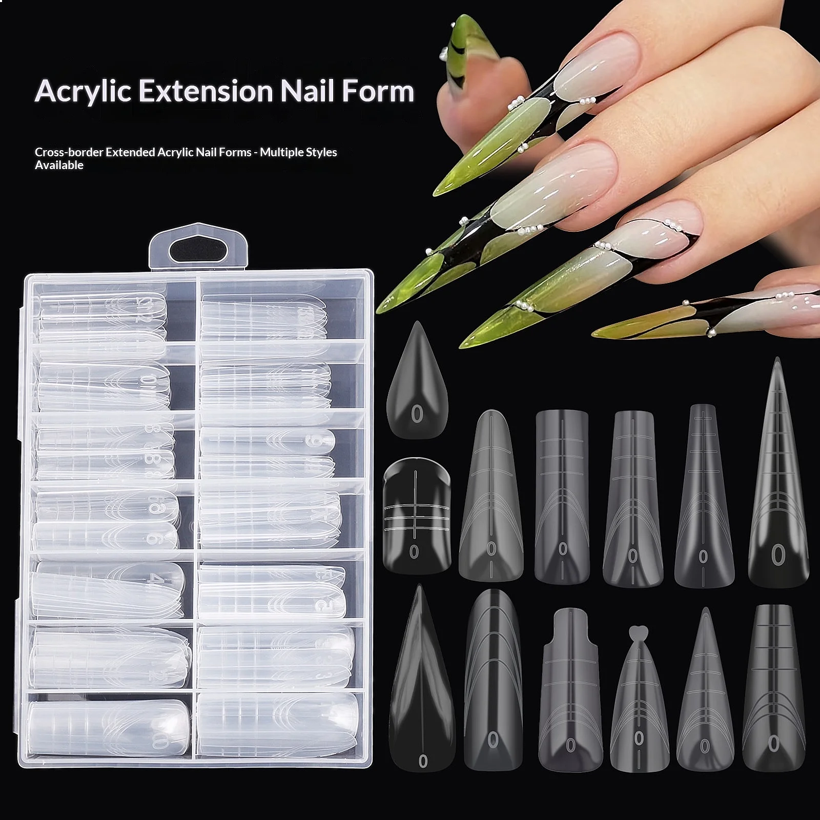 Cross-border Eagle Claw Nail Mold Crystal Extension Fast Phototherapy No Paper Tray 140Pcs Boxed Transparent Nail Film