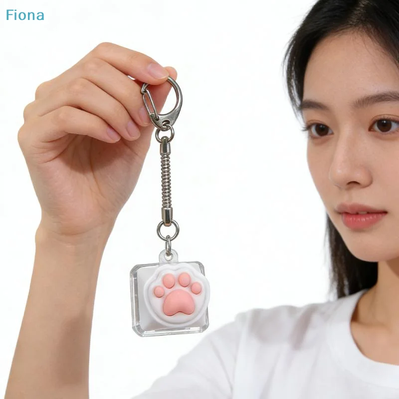 ✔Cute Cat Paw Keychain Fidget Toy, 4-Key Mechanical Switch Clicker Stress Relief Toy