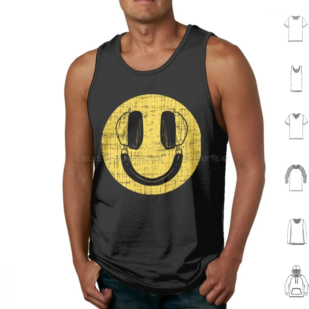 House Music Techno Edm Rave Dj Gear Tank Tops Vest Sleeveless Techno Rave Face Dj House Music Dance Edm Party Trance