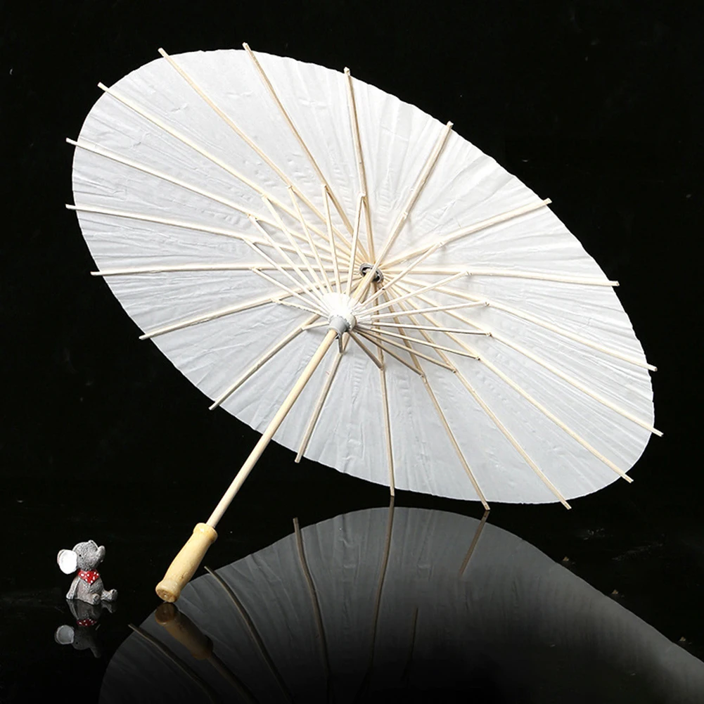 60cm Wedding Paper Umbrellas Chinese Wood handle White DIY Photography Props for Party Decor Japanese Oiled Paper Umbrella 1-10P