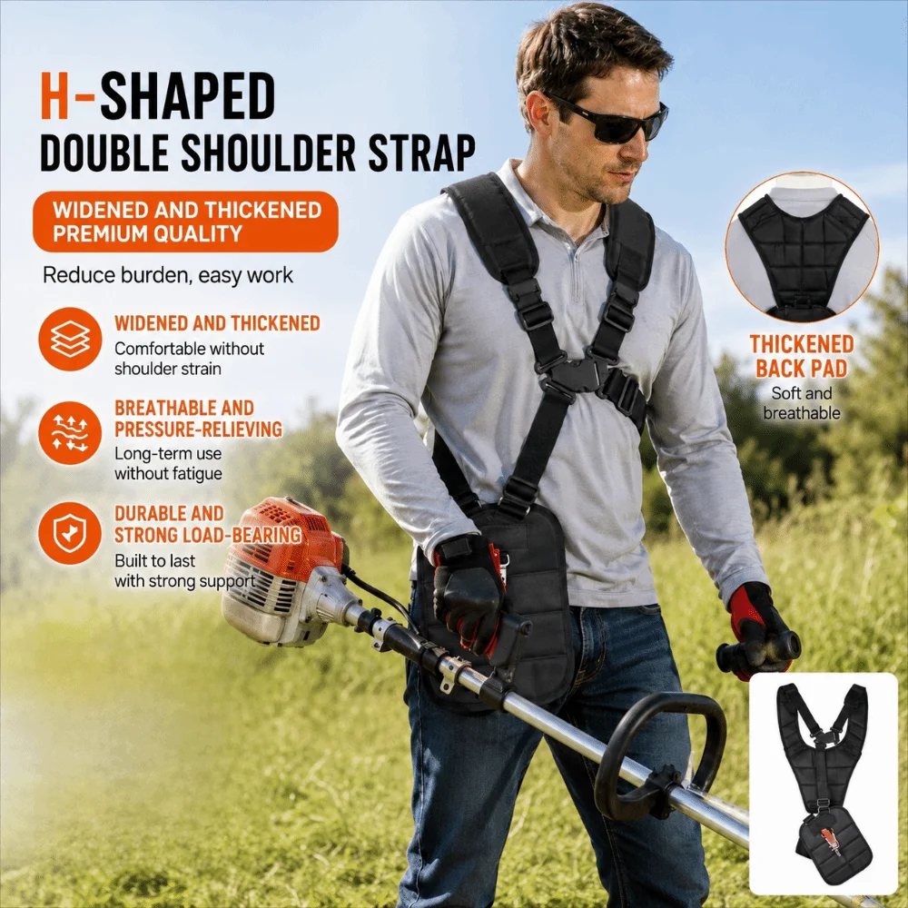 Universal Double Shoulder Harness Adjustable Strap Belt Trimmer Harness Strap Padded Band Comfort Support Brush Cutter Harness