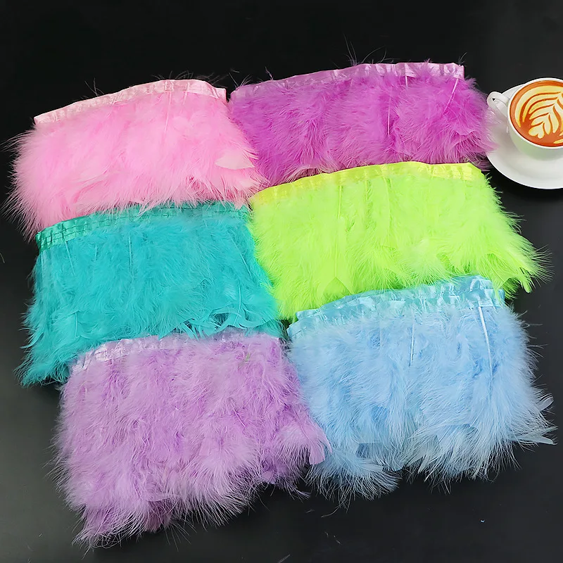 

10 метров лента с бахромой из перьев марабу, отделка из индейских перьев для свадебного платья с перьями для украшения, шитья, ремесла, оптовая продажа