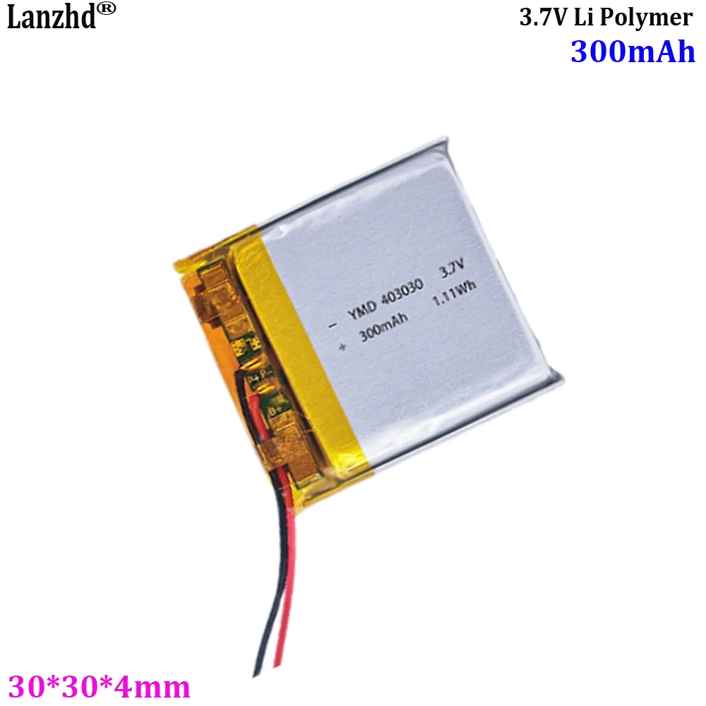 403030 Polymer Lithium Battery for Smart Speaker Bluetooth Headphones Dashcam Lithium Battery 3.7V 300mAh